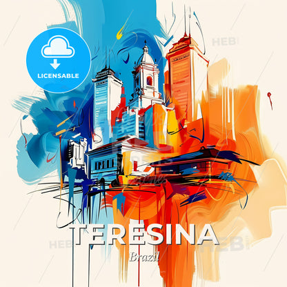 Vibrant Teresina, Brazil - A Colorful Painting Of Buildings - Square format print template
