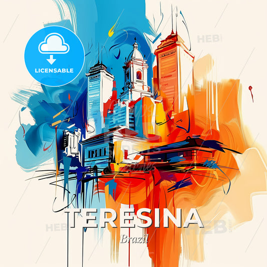 Vibrant Teresina, Brazil - A Colorful Painting Of Buildings - Square format print template