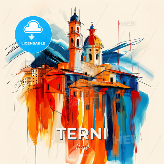 Vibrant Terni, Italy - A Painting Of A Building - Square format print template