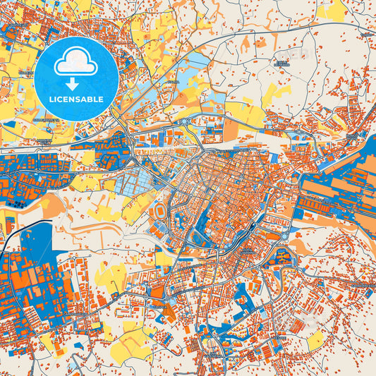 Colorful Terni Street Map with Labels and Buildings
