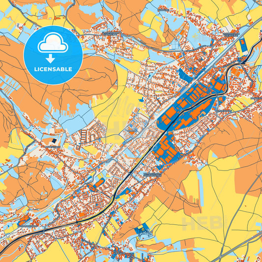 Colorful Ternitz Street Map with Labels and Buildings