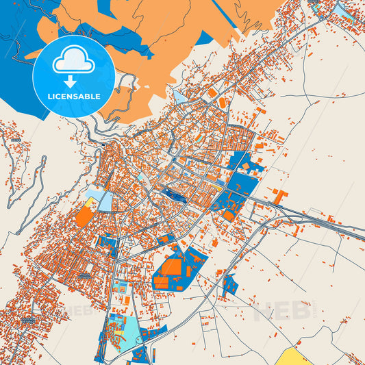 Colorful Tetovo Street Map with Labels and Buildings