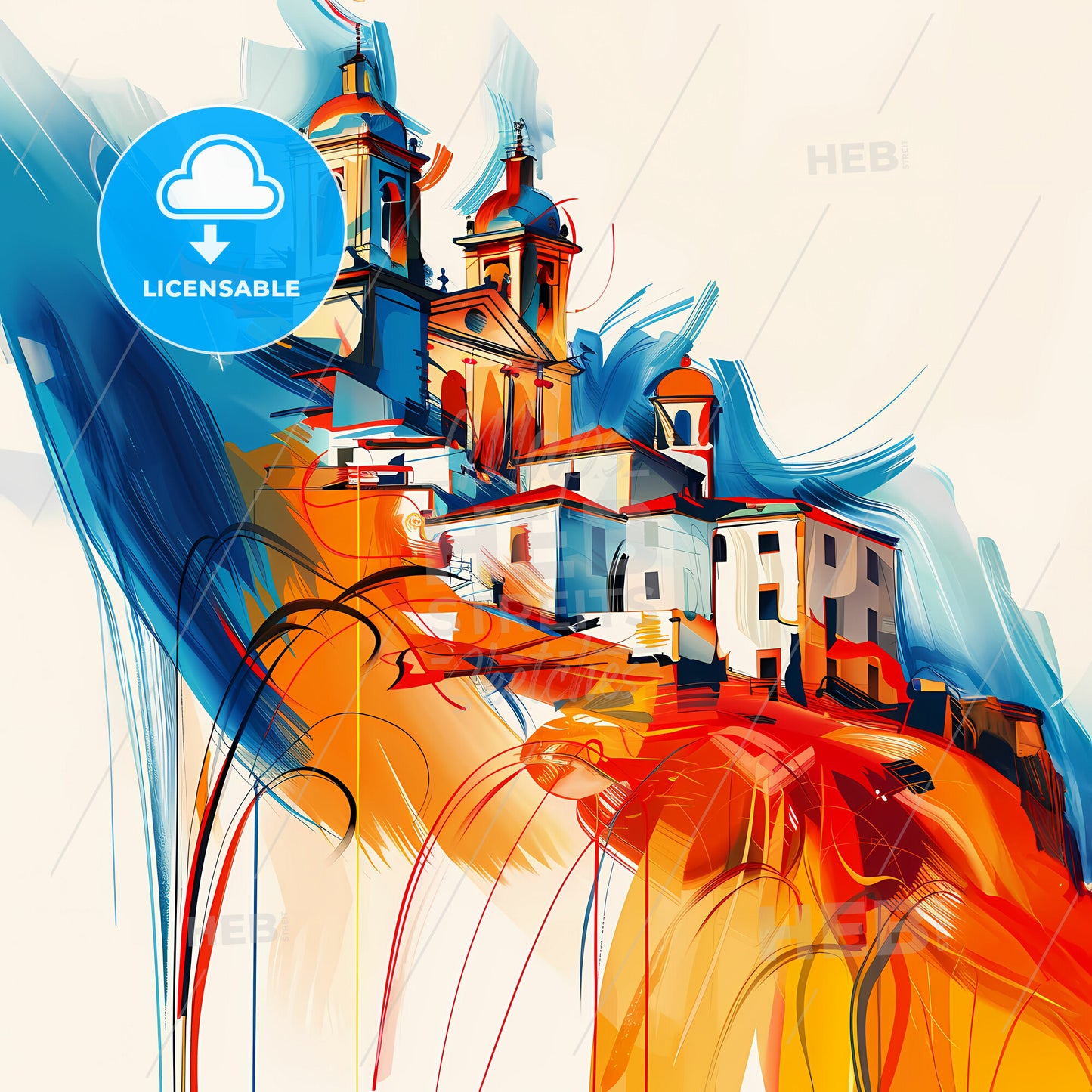 Vibrant Tetuán De Las Victorias, Spain - A Painting Of A Building On A Hill