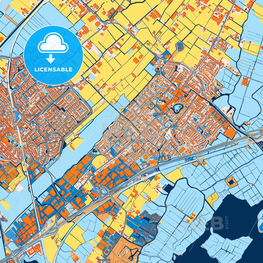 Colorful Teylingen Street Map with Labels and Buildings