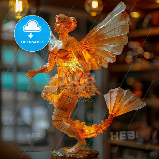 The Birth of Venus - A statue of a woman with wings and fan