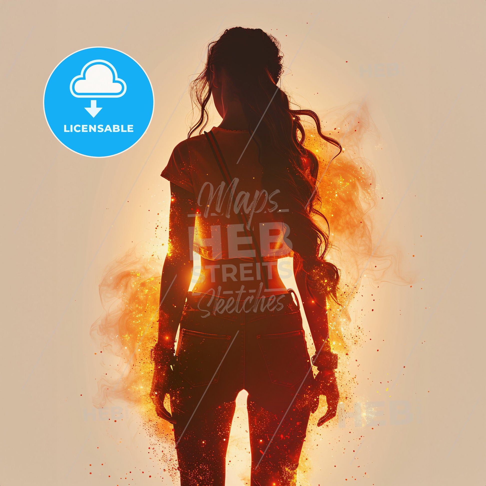 The Birth of Venus - A woman standing in flames