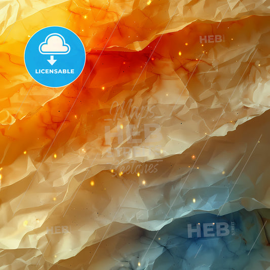 The Color of Sound: A Synesthetic Symphony - Crumpled paper with orange and blue streaks