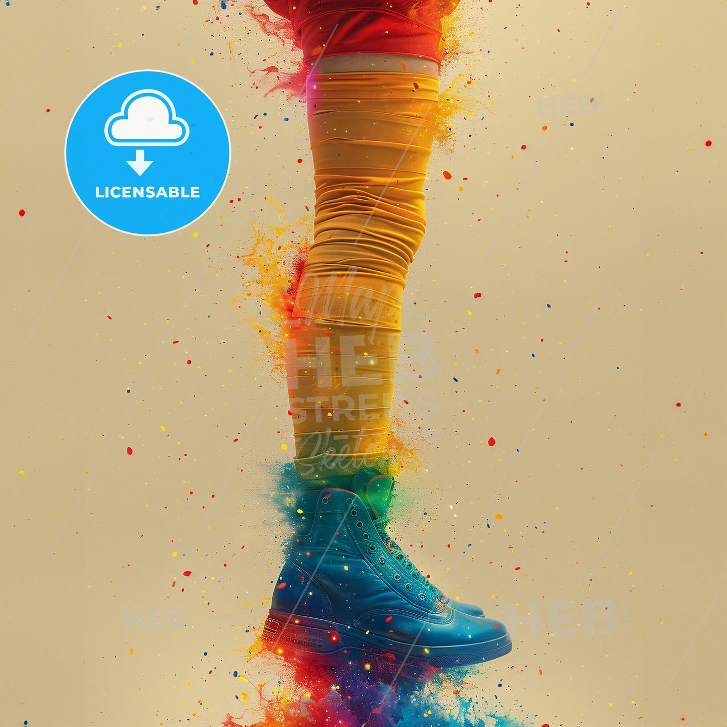 The Great Escape of the Mischievous Socks - A persons leg with colorful leggings