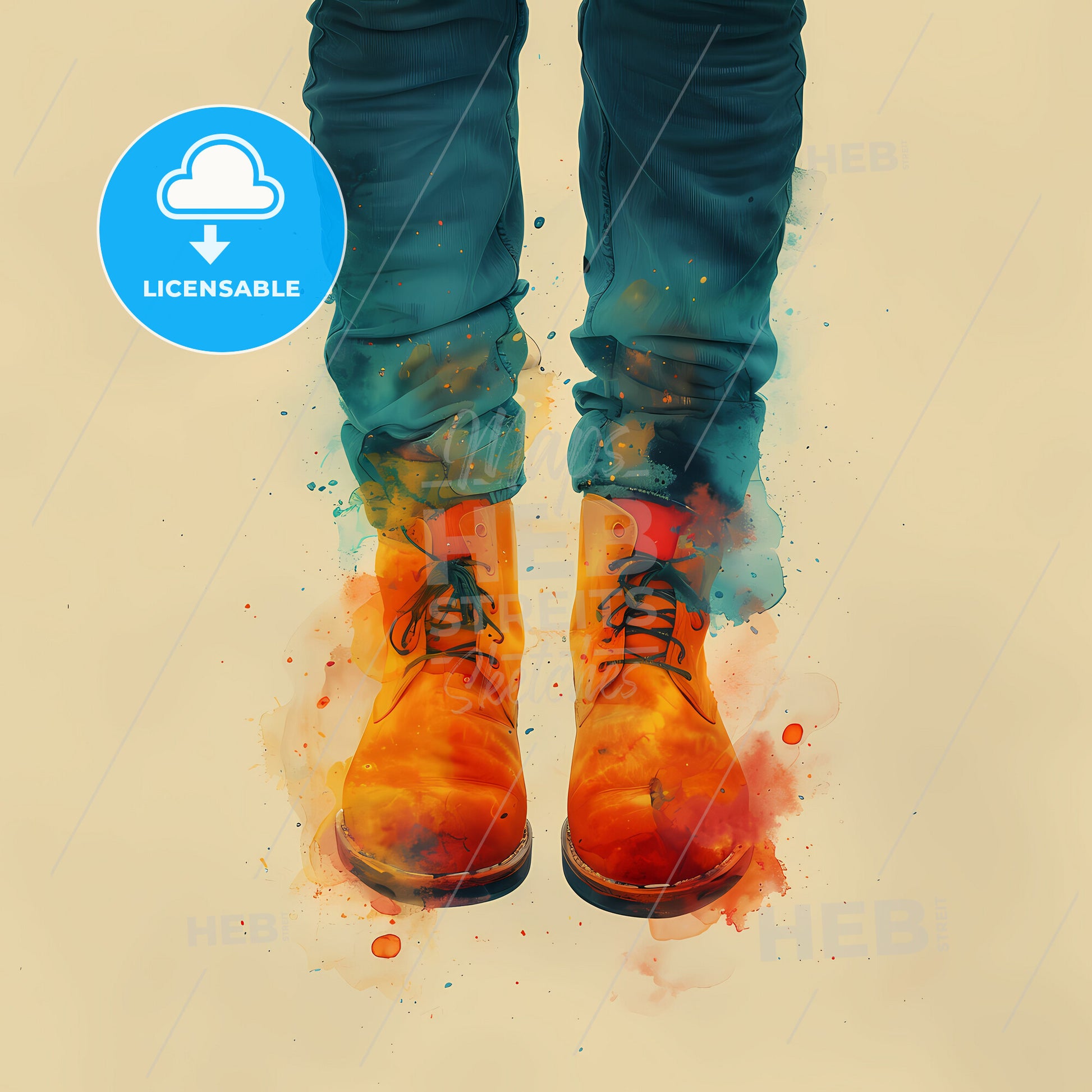 The Great Escape of the Mischievous Socks - A persons legs with orange boots