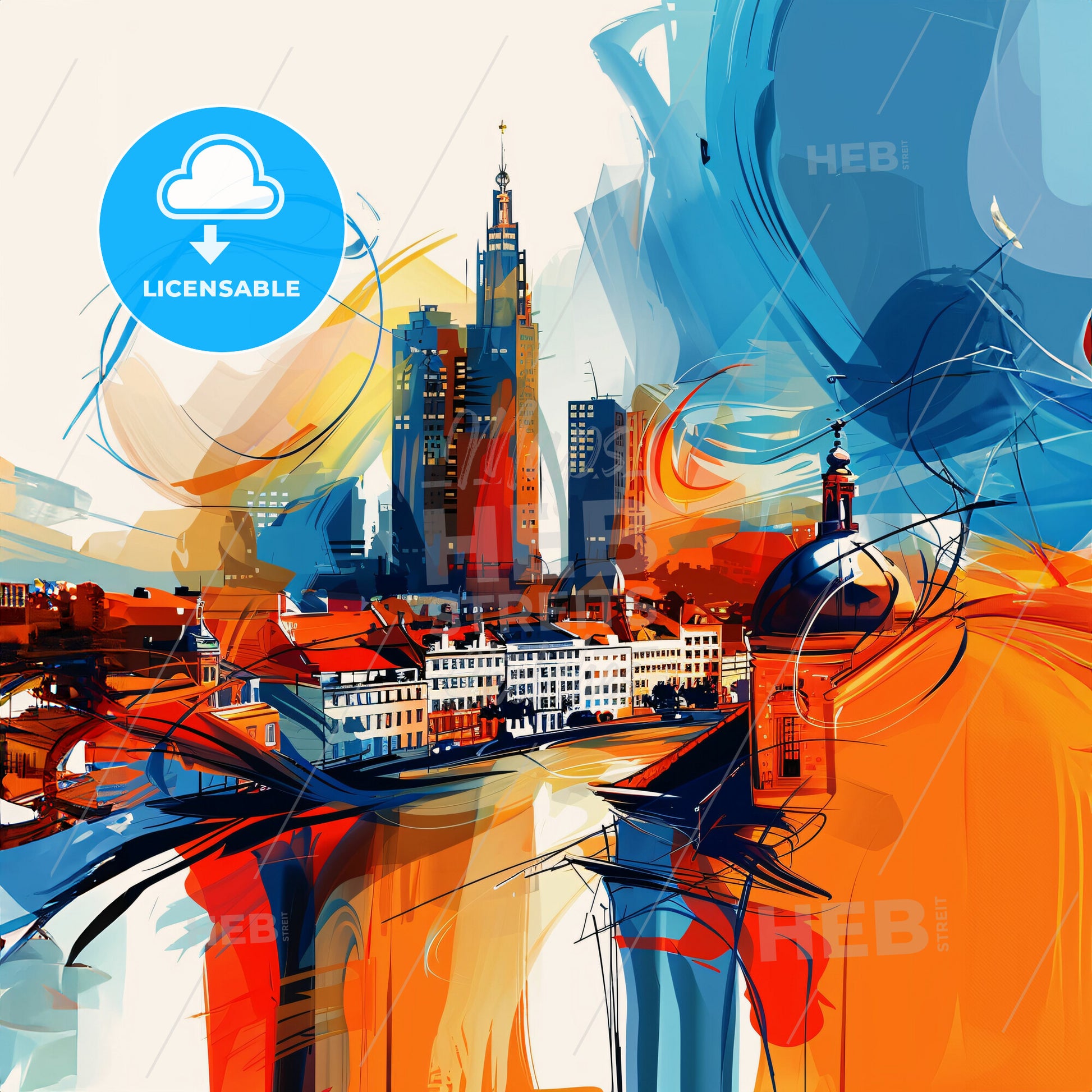 Vibrant Den Haag, Netherlands - A Colorful Cityscape With Buildings And A River