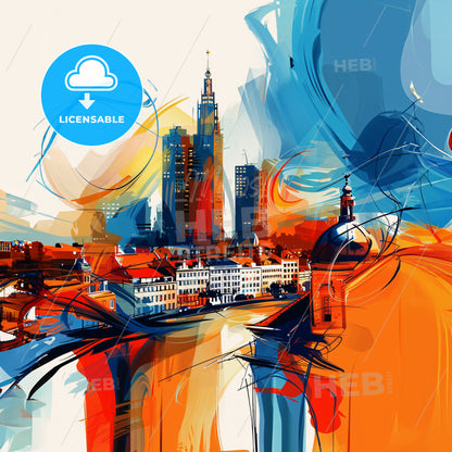 Vibrant Den Haag, Netherlands - A Colorful Cityscape With Buildings And A River