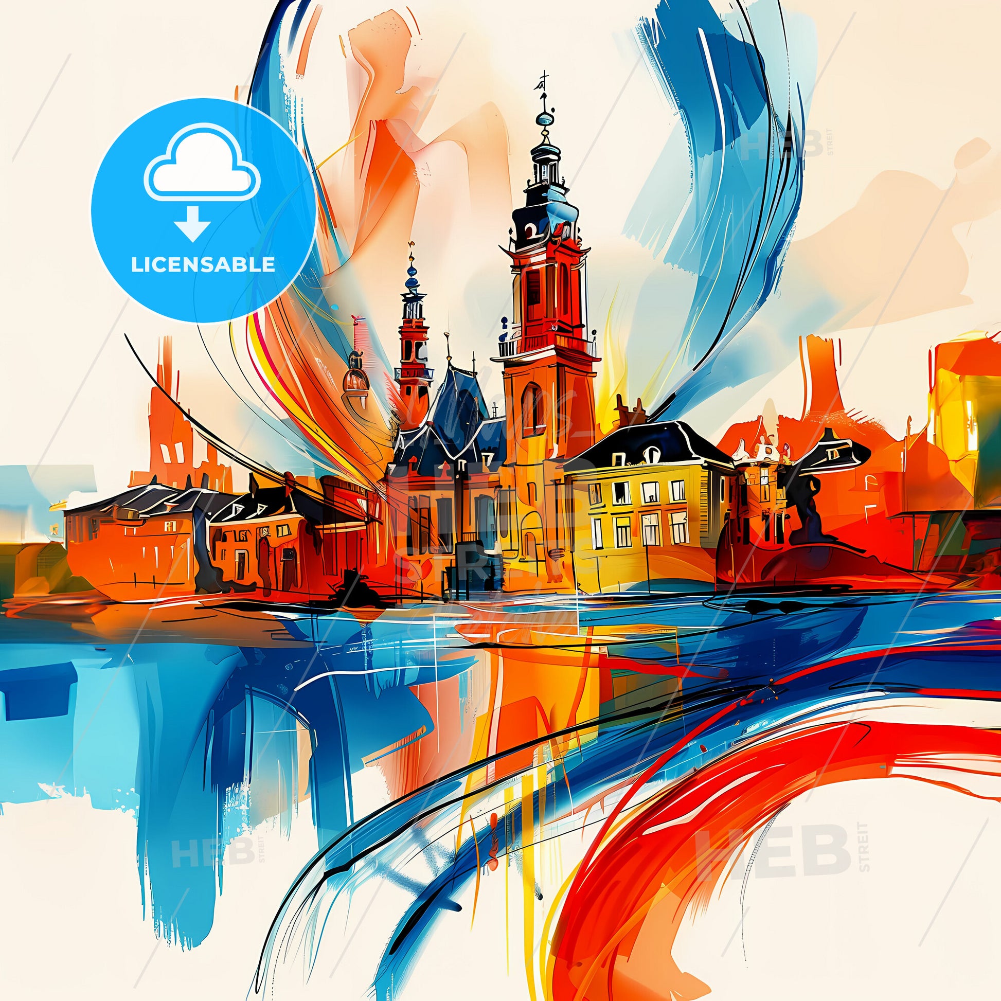 Vibrant Den Haag, Netherlands - A Painting Of A City