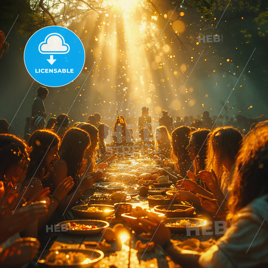 The Last Supper: Before the Food Fight - A group of people sitting at a table with plates of food