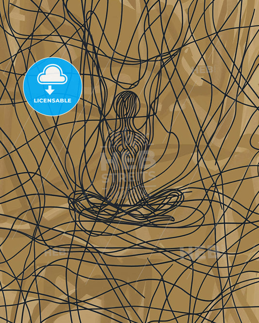 Flowing Tree Pose: Bold and Serene Art - A person in a yoga pose