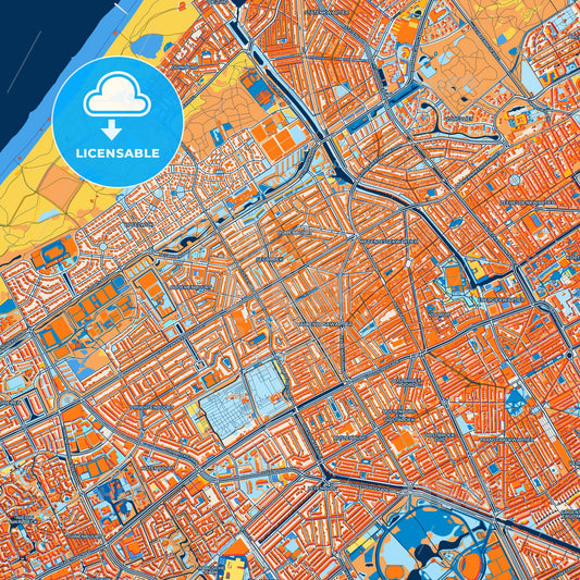 Colorful The Hague Street Map with Labels and Buildings