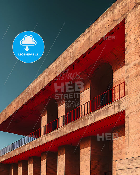Pantone Color Architecture Art-Photo: Focus on Rooftop, Minimal Building with Balcony