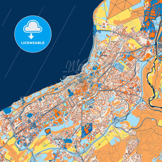Colorful Thonon-les-Bains Street Map with Labels and Buildings