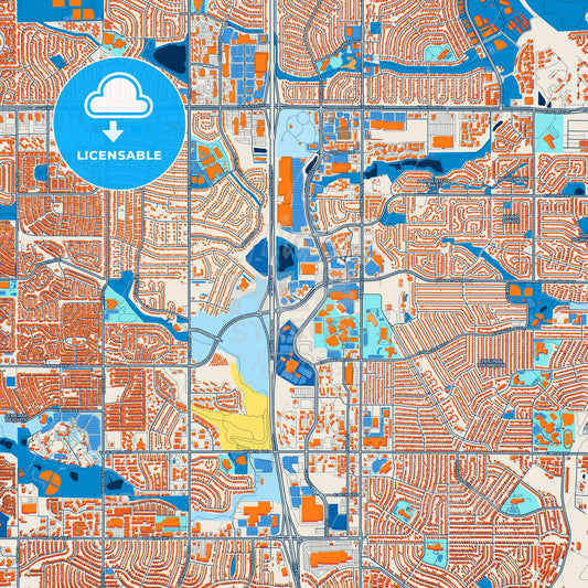 Colorful Thornton Street Map with Labels and Buildings