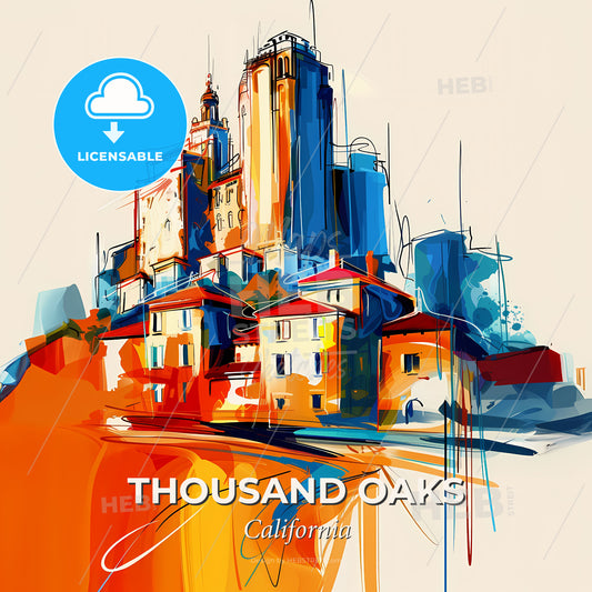 Vibrant Thousand Oaks, California - A Painting Of A City - Square format print template