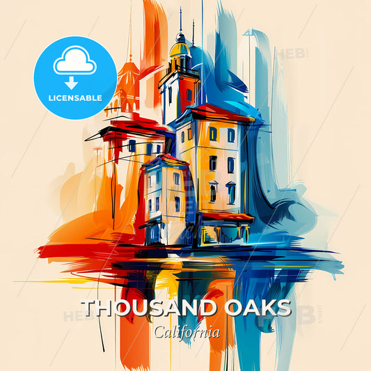 Vibrant Thousand Oaks, California - A Painting Of A Building - Square format print template