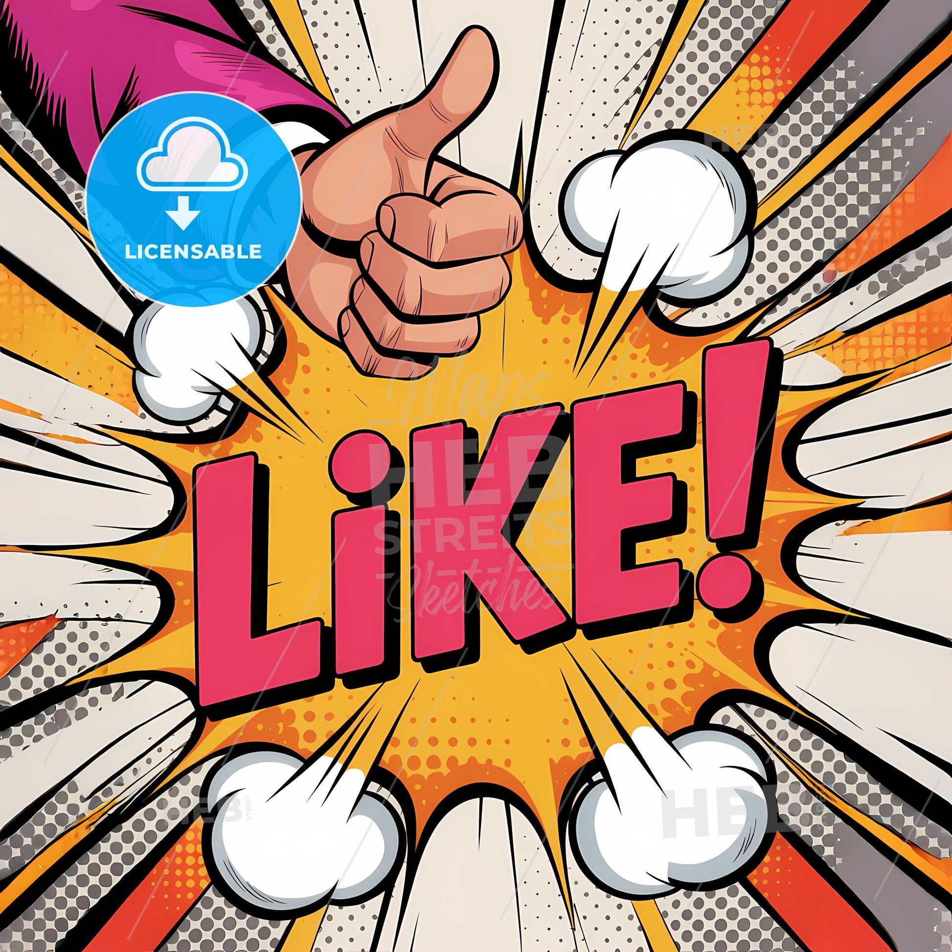 Thumbs Up! Dynamic Comic Burst in Bold Hot Pink & Yellow