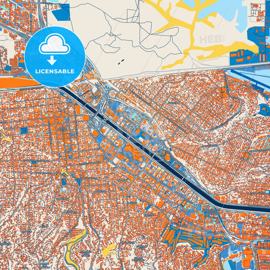 Colorful Tijuana Street Map with Labels and Buildings