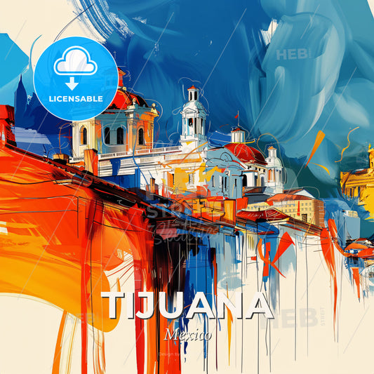 Vibrant Tijuana, Mexico - A Painting Of A Building - Square format print template