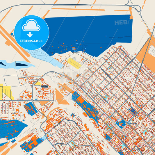 Colorful Tikhoretsk Street Map with Labels and Buildings