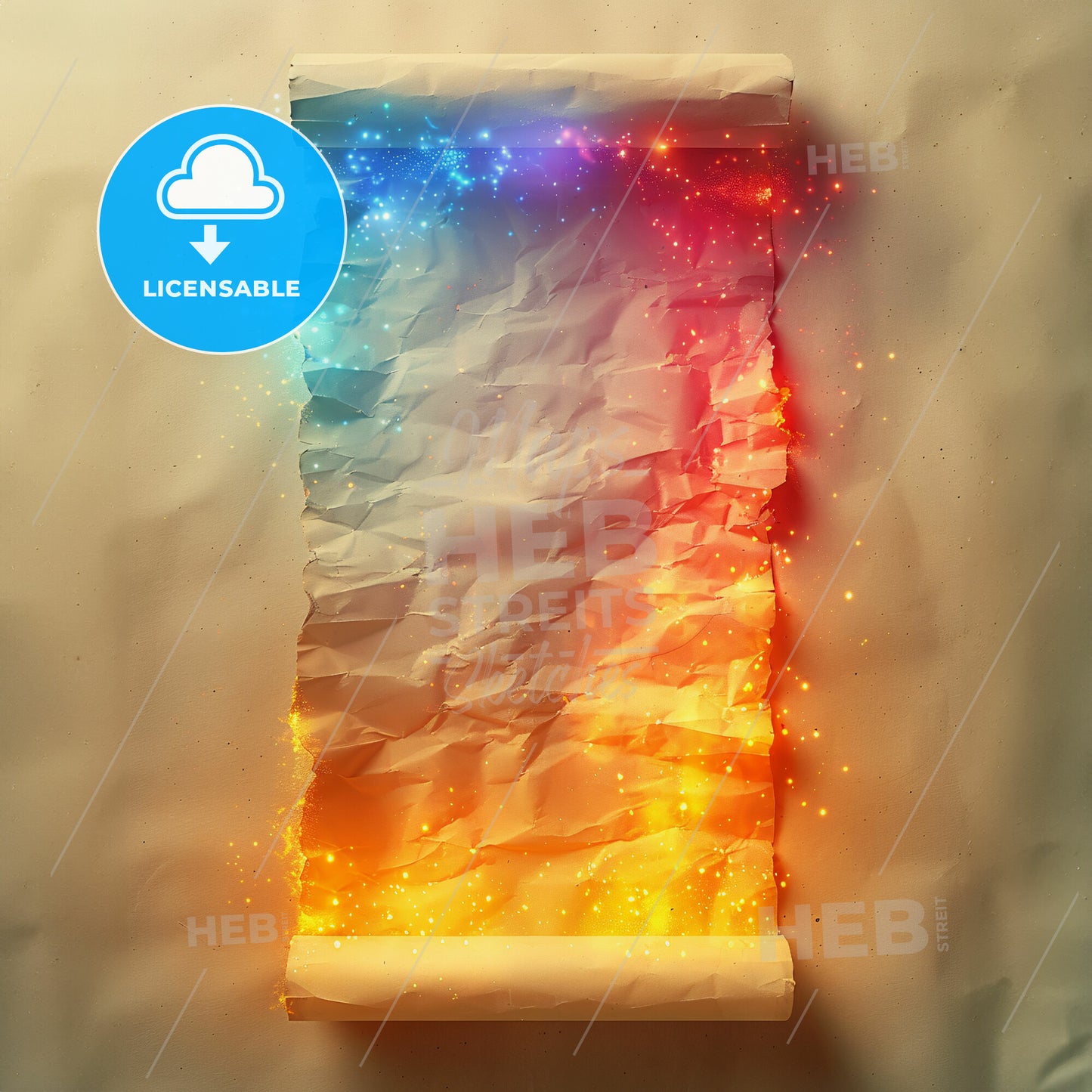 Time and Rhyme: The Poetic Passage - A paper with rainbow lights coming out of it