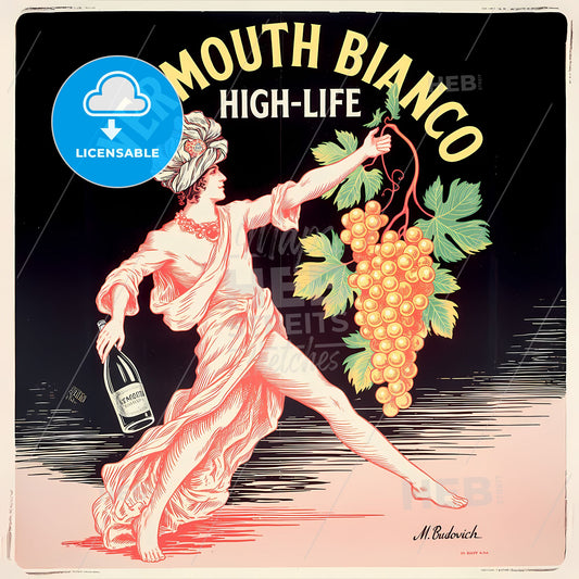 Timeless Art Deco Vermouth Elegance: Grapes & Glamour Poster