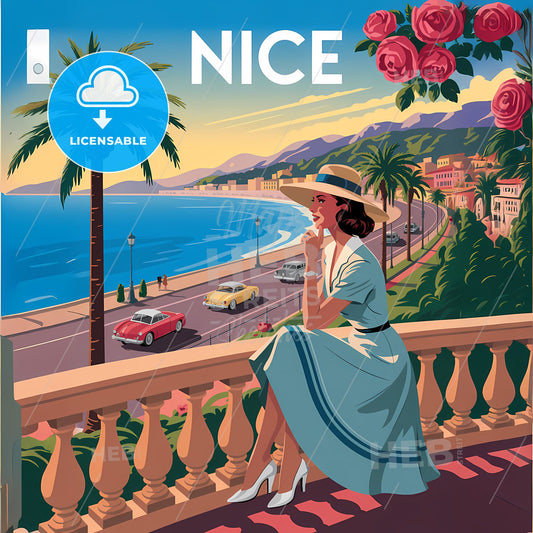 Timeless Elegance: Vintage Nice Coastal Escape Poster