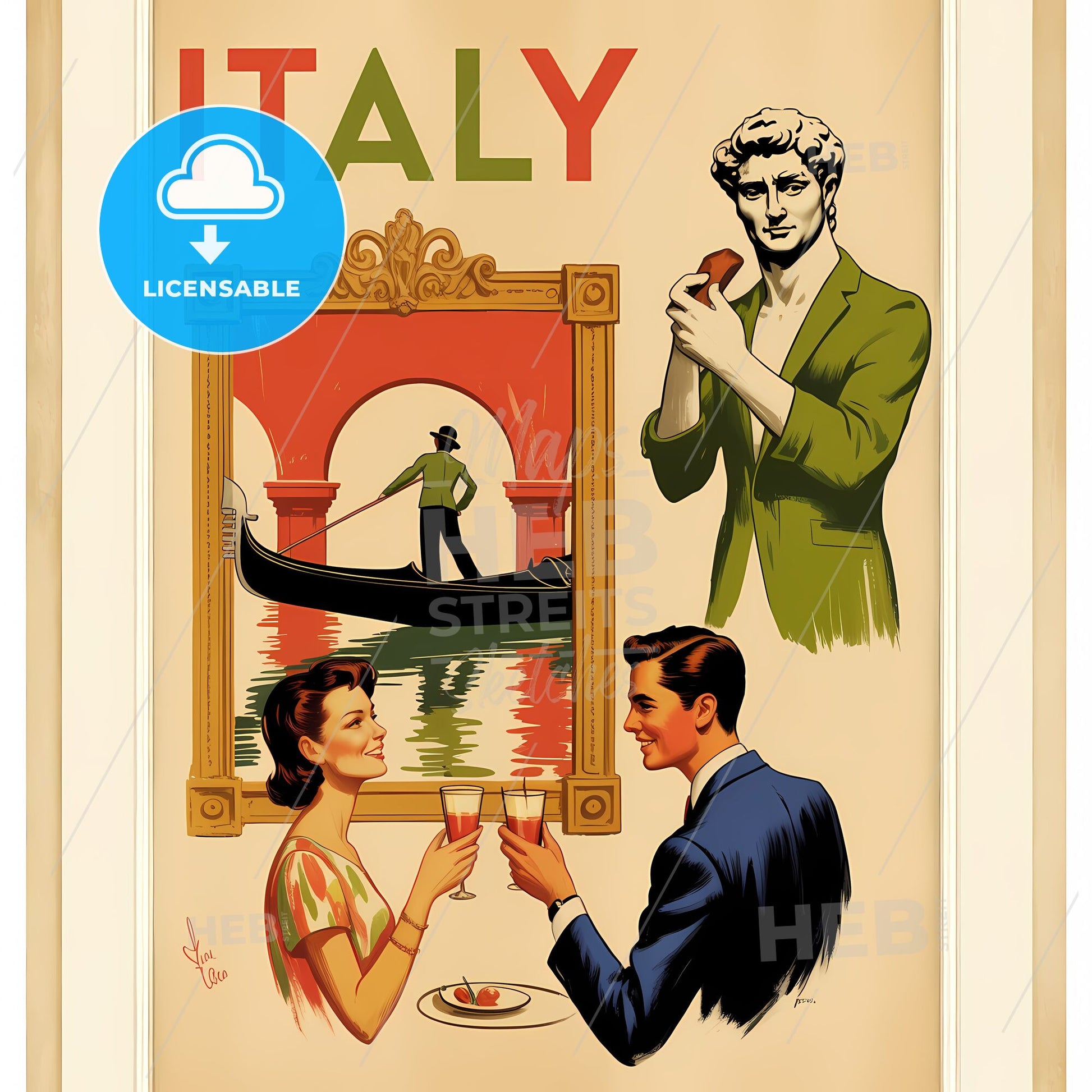Timeless Italy: A Vintage Collage of Romance and Culture
