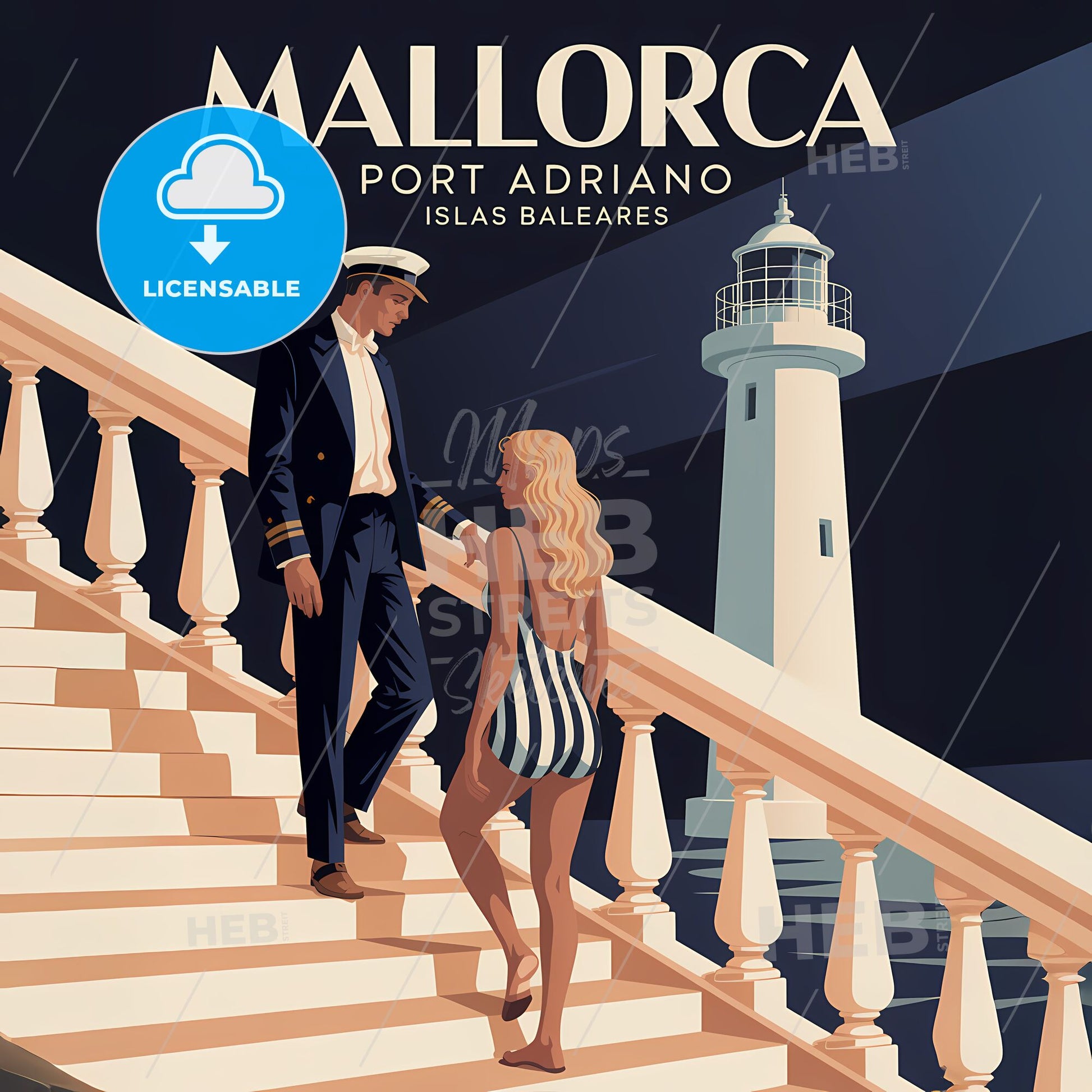 Timeless Mallorca: Art Deco Coastal Elegance Print