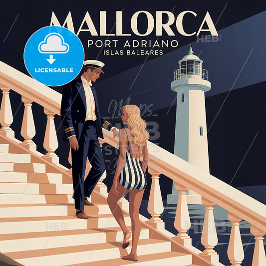 Timeless Mallorca: Art Deco Coastal Elegance Print