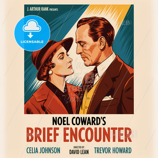 Timeless Romance: Vintage Hollywood Encounter Poster in Bold Colors