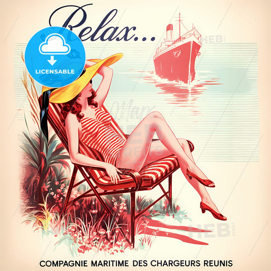 Timeless Serenity: Vintage Travel Bliss in Bold Mid-Century Style