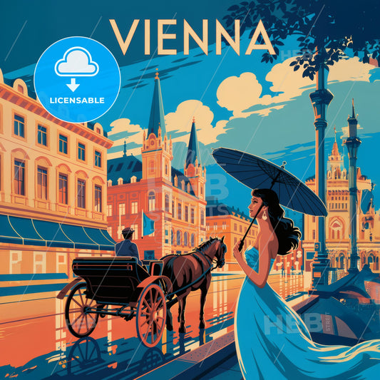 Timeless Vienna: Art Deco Vintage Travel Poster with Elegance and Charm