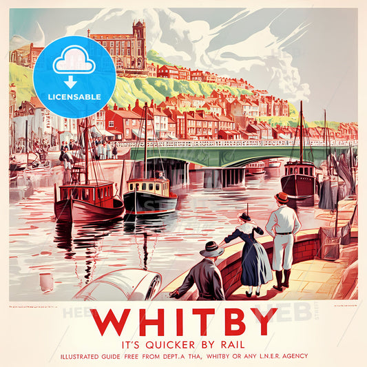 Timeless Whitby: Nostalgic 1930s Travel Poster Charm