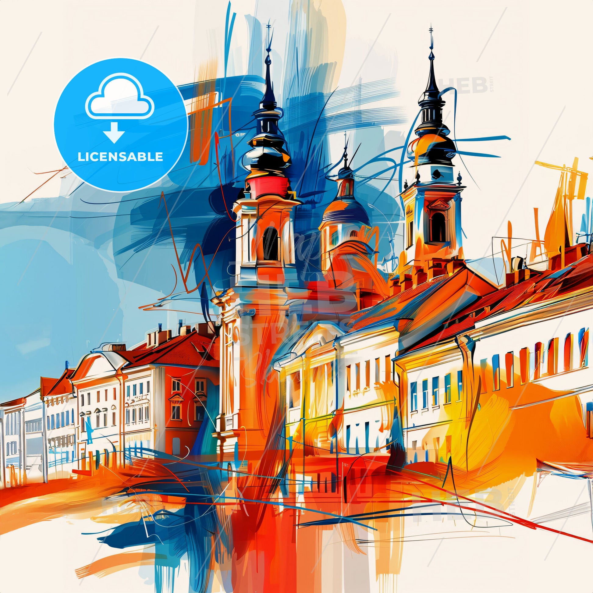 Vibrant Timișoara, Romania - A Colorful Painting Of A Building