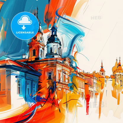 Vibrant Timișoara, Romania - A Colorful Painting Of A Building