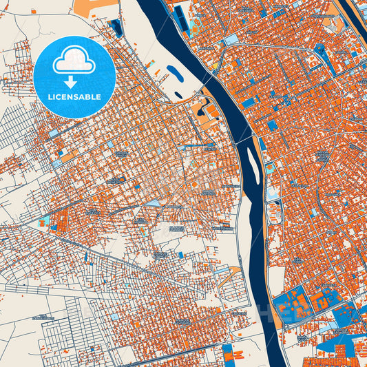 Colorful Timon Street Map with Labels and Buildings