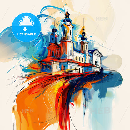 Vibrant Tiraspol, Moldova - A Painting Of A Building