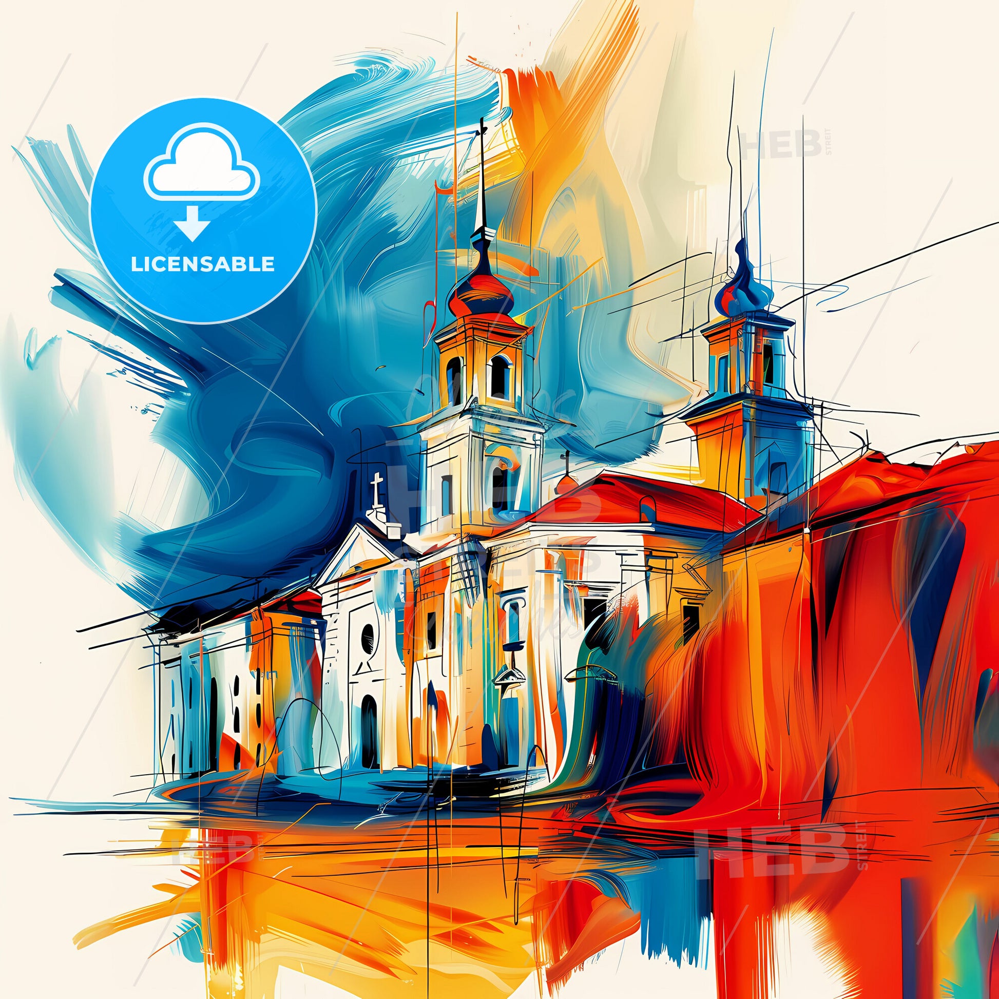 Vibrant Tiraspol, Moldova - A Painting Of A Building With A Colorful Background