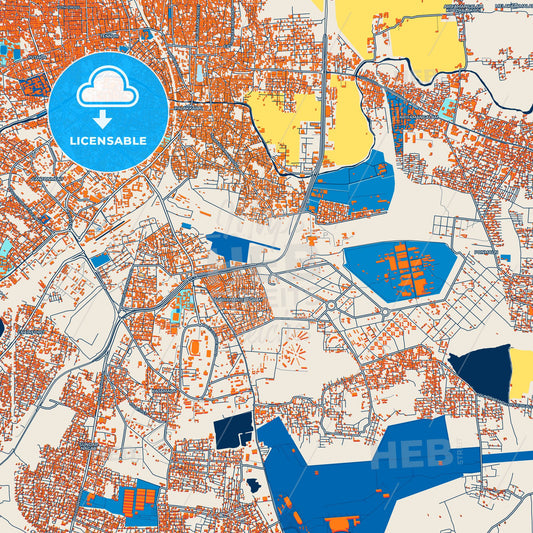 Colorful Tiruchirappalli Street Map with Labels and Buildings