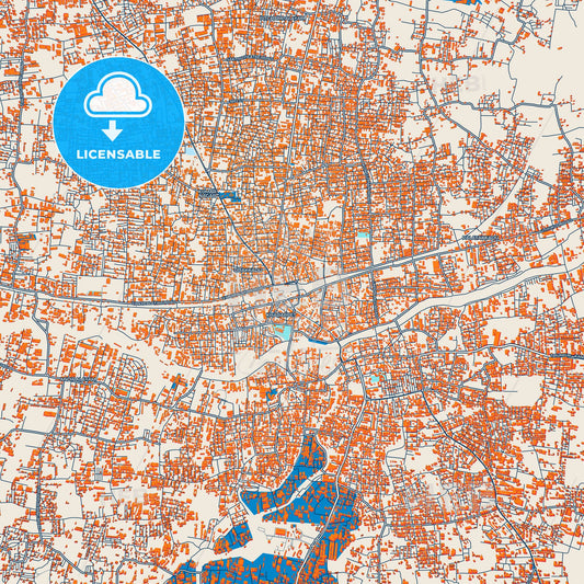 Colorful Tiruppur Street Map with Labels and Buildings