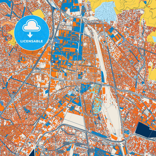 Colorful Tlalnepantla Street Map with Labels and Buildings