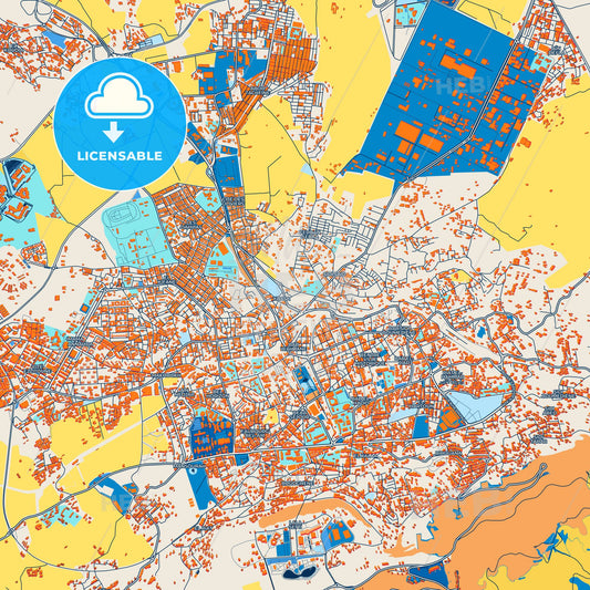Colorful Tlemcen Street Map with Labels and Buildings