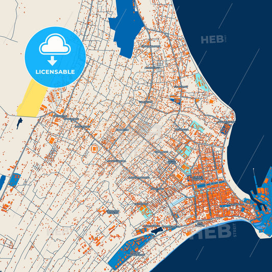 Colorful Toamasina Street Map with Labels and Buildings
