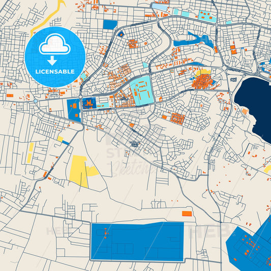 Colorful Tobruk Street Map with Labels and Buildings