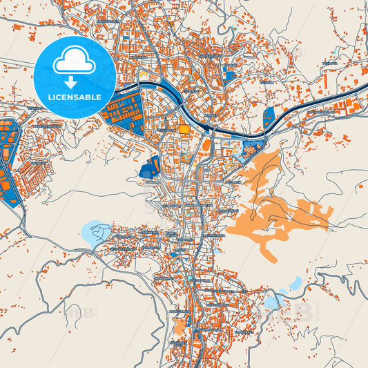 Colorful Tokat Street Map with Labels and Buildings